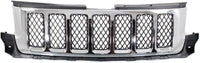 Front Grille Chrome Shell With Painted Black Insert Direct Replacement Compatible With 2011-2013 Jeep Grand Cherokee CH1200363 57010708AE