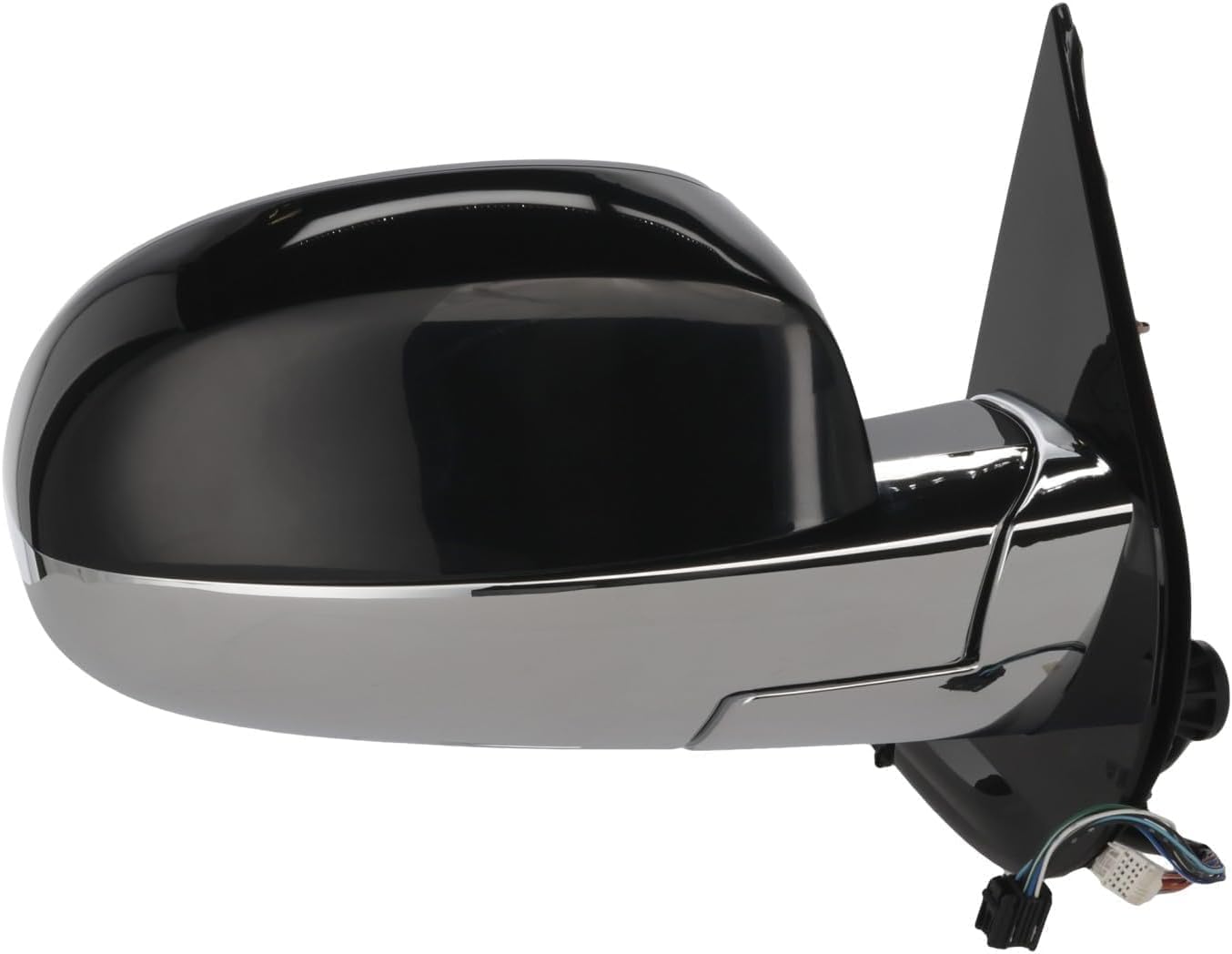 Set of 2 Front Power Mirrors Folding Heated Chrome Body With Primed Cap Left Driver & Right Passenger Side Direct Replacement Compatible With 2007-2014 Cadillac Escalade 25776162