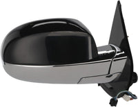 Set of 2 Front Power Mirrors Folding Heated Chrome Body With Primed Cap Left Driver & Right Passenger Side Direct Replacement Compatible With 2007-2014 Cadillac Escalade 25776162
