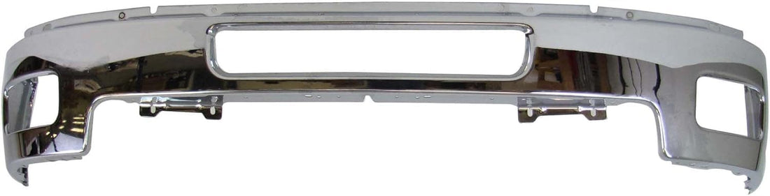 Front Bumper Chrome Steel + Lower Valance + Extension Textured + Fog Lights Left & Right Side Direct Replacement Compatible With 2011-2014 Chevrolet Silverado 2500HD 3500