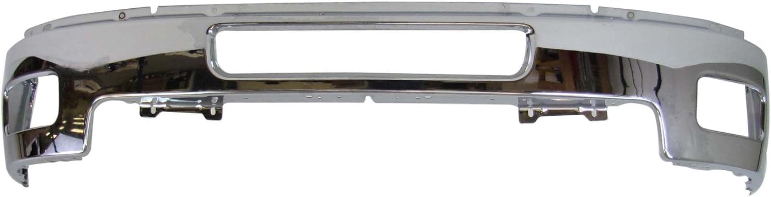 Front Bumper Chrome Steel + Lower Valance + Extension Textured + Fog Lights Left & Right Side Direct Replacement Compatible With 2011-2014 Chevrolet Silverado 2500HD 3500