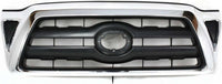 AUTOS PARTS PLUS Front Bumper Cover Textured Plastic + Grille Chrome Shell With Black Insert Direct Replacement Compatible With 2005-2008 Toyota Tacoma TO1000302 TO1200268 5211904040 5310004360