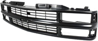 Front Grille Primed Shell & Cross Bar Insert With Dual Beam Headlamp + Bumper Center Filler Direct Replacement Compatible With 1994-2000 Chevrolet / 1994-1999 Suburban C-K Series