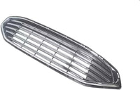 Front Bumper Cover Primed + Upper Grille Textured With Chrome Trim + Head Lights Left Driver And Right Passenger Side Direct Replacement Compatible With 2017-2018 Ford Fusion
