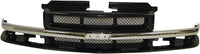 Front Grille + Bumper Primed Steel + Lower Valance Air Deflector Textured Direct Replacement Compatible With 1998-2004 Chevrolet S10 GM1002367 GM1200419 GM1092164 15007660 15048519