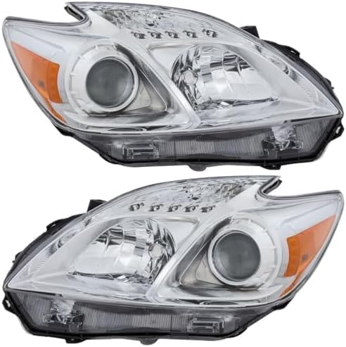 Set Of 2 Front Headlight Lens And Housing Halogen Right Passenger & Left Driver Side Direct Replacement Compatible With 2012-2015 Toyota Prius TO2519134 TO2518134 8113047520