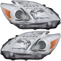 Set Of 2 Front Headlight Lens And Housing Halogen Right Passenger & Left Driver Side Direct Replacement Compatible With 2012-2015 Toyota Prius TO2519134 TO2518134 8113047520