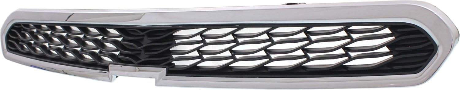 Front Upper Grille Chrome Shell With Textured Black Insert Direct Replacement Compatible With 2013-2015 Chevrolet Spark GM1200657 95078754