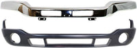 Front Bumper Chrome Steel Without Brackets + Lower Valance Primed With Fog Light Holes Direct Replacement Compatible With GMC Sierra 1500 2500HD 3500 2003-2006 GM1002418 GM1000684