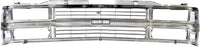 Front Grille Chrome Shell & Insert With Dual Beam Headlamp Direct Replacement Compatible With 1994-2000 Chevrolet / 1994-1999 Suburban C/K Series GM1200238 15981106