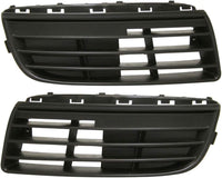 Front Bumper Cover Primed + Upper & Lower Grille + Fog Light Cover Left Driver & Right Passenger Side Direct Replacement Compatible With 2005-2010 Volkswagen Jetta VW1200139
