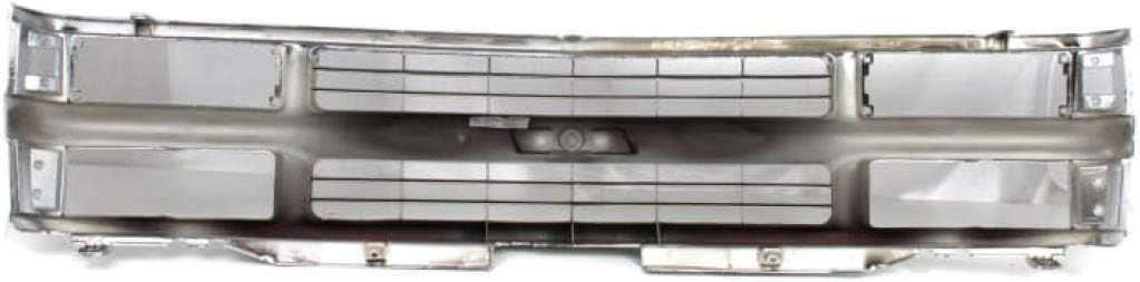 Front Grille Chrome Shell & Cross Bar Insert With Dual Beam Headlamp Direct Replacement Compatible With 1994-2000 Chevrolet / 1994-1999 Suburban C/K Series GM1200463