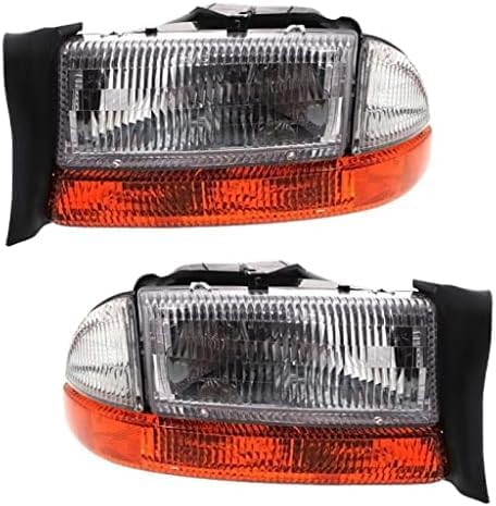 Set Of 2 Front Headlight Assembly Right Passenger & Left Driver Side Direct Replacement Compatible With 1997 Dodge Dakota / 1998 Durango CH2502117 CH2503117 5011407AA 5011406AA