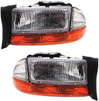 Set Of 2 Front Headlight Assembly Right Passenger & Left Driver Side Direct Replacement Compatible With 1997 Dodge Dakota / 1998 Durango CH2502117 CH2503117 5011407AA 5011406AA