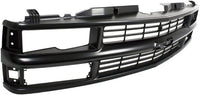 Front Grille Painted Black Shell & Cross Bar Insert With Dual Beam Headlamp Direct Replacement Compatible With 1994-2000 Chevrolet / 1994-1999 Suburban C-K Series GM1200239 15981092