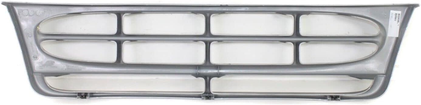 AUTOS PARTS PLUS Front Grille Silver Shell & Insert + Header Panel ABS Plastic + Bumper Filler Stone Deflector Primed Direct Replacement Compatible With 1997-2002 Ford E- Class FO1200338 FO1092175