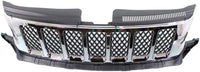 Front Grille Chrome Shell With Painted Black Insert Direct Replacement Compatible With 2011-2013 Jeep Grand Cherokee CH1200363 57010708AE