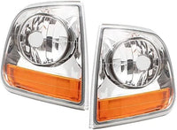 Set Of 2 Front Corner Light Lens And Housing Right Passenger & Left Driver Side Direct Replacement Compatible With 1997-2004 Ford F-150/1997-1999 F-250 FO2520170 FO2521170