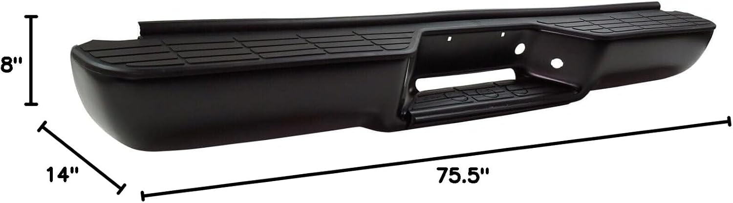 Rear Step Bumper Assembly Primed Steel Direct Replacement Compatible With 1988-2000 Chevrolet C/K Series Pickup GM1101110 15025374-PFM