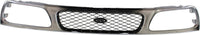 Front Grille Mesh Chrome Shell With Black Insert With Headlight Holes And Emblem Provision Direct Replacement Compatible With 1997-1998 Ford F-150 / F-250 FO1200380 F65Z8200AAN