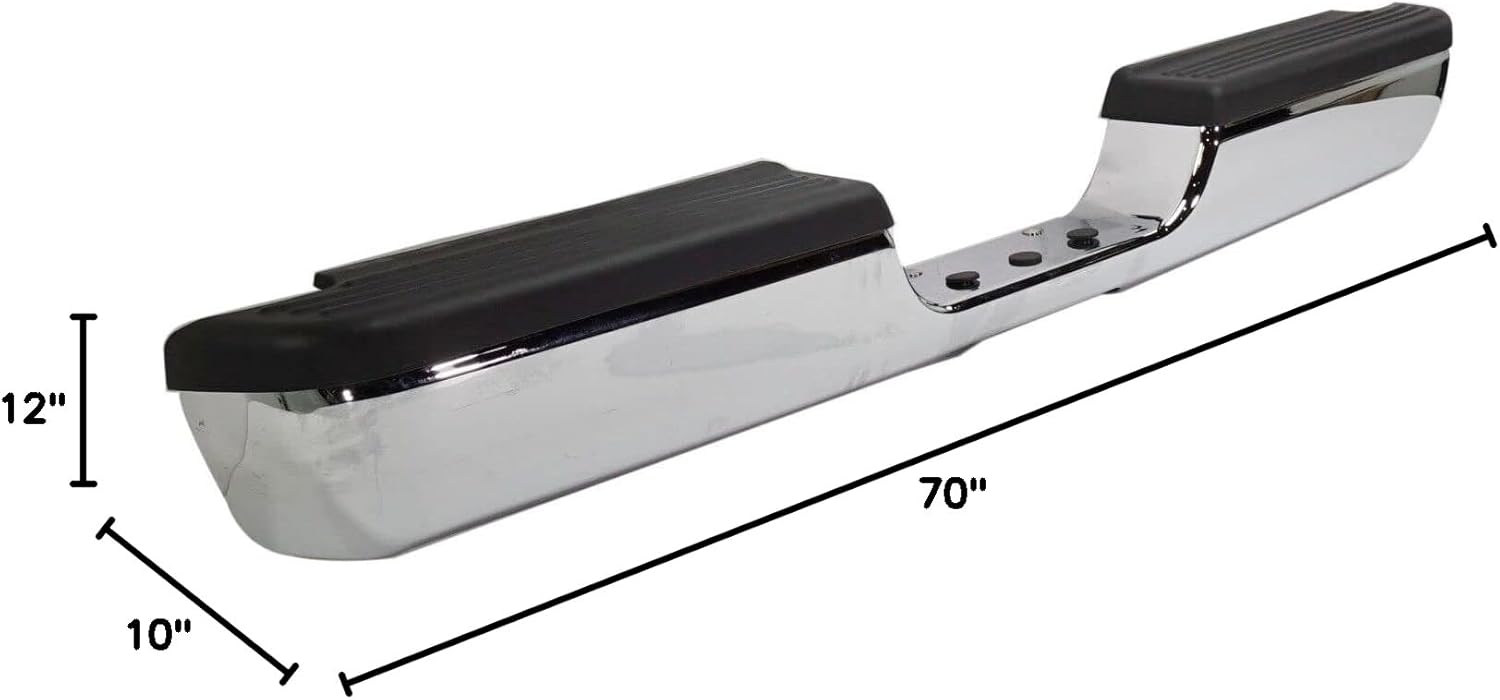 Rear Bumper Chrome With Step Pad Provision Without Mounting Bracket Direct Replacement Compatible With 1994-2001 Dodge Ram 1500/1994-2002 2500 3500 CH1102328 82401316