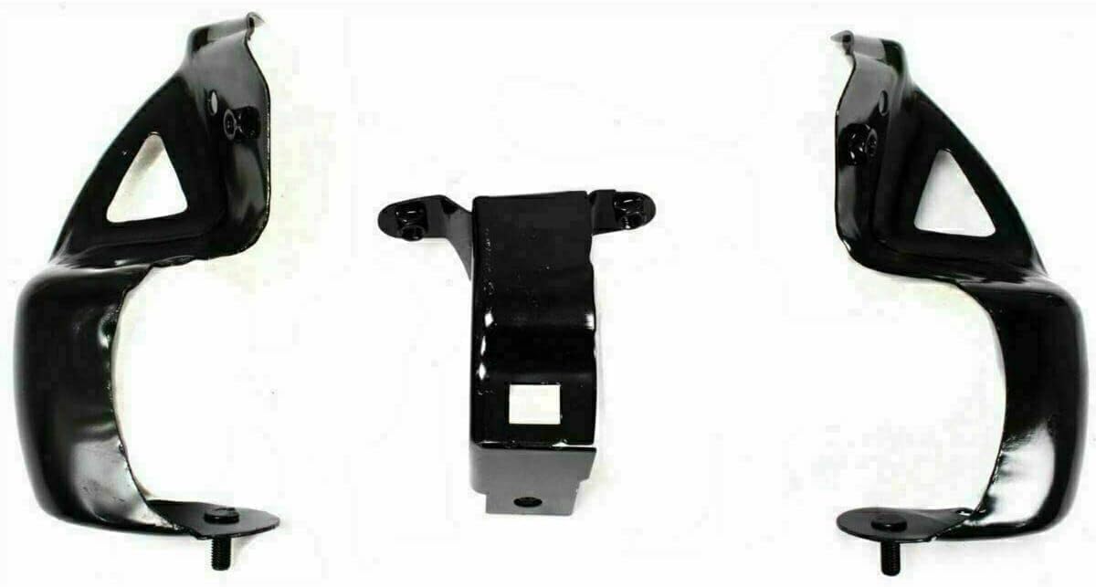 AUTOS PARTS PLUS Front Bumper Chrome Steel With Brackets + Upper Cover Textured + Lower Valance Direct Replacement Compatible With 2001-2002 Chevrolet Silverado 2500HD 3500 GM1051106 GM1092167