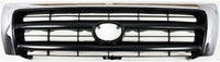 Front Grille Chrome Shell & Painted Dark Argent Insert + Fillers + Corner Lights + Headlights + Brackets Left & Right Side Direct Replacement Compatible With 1998-2000 Toyota Tacoma