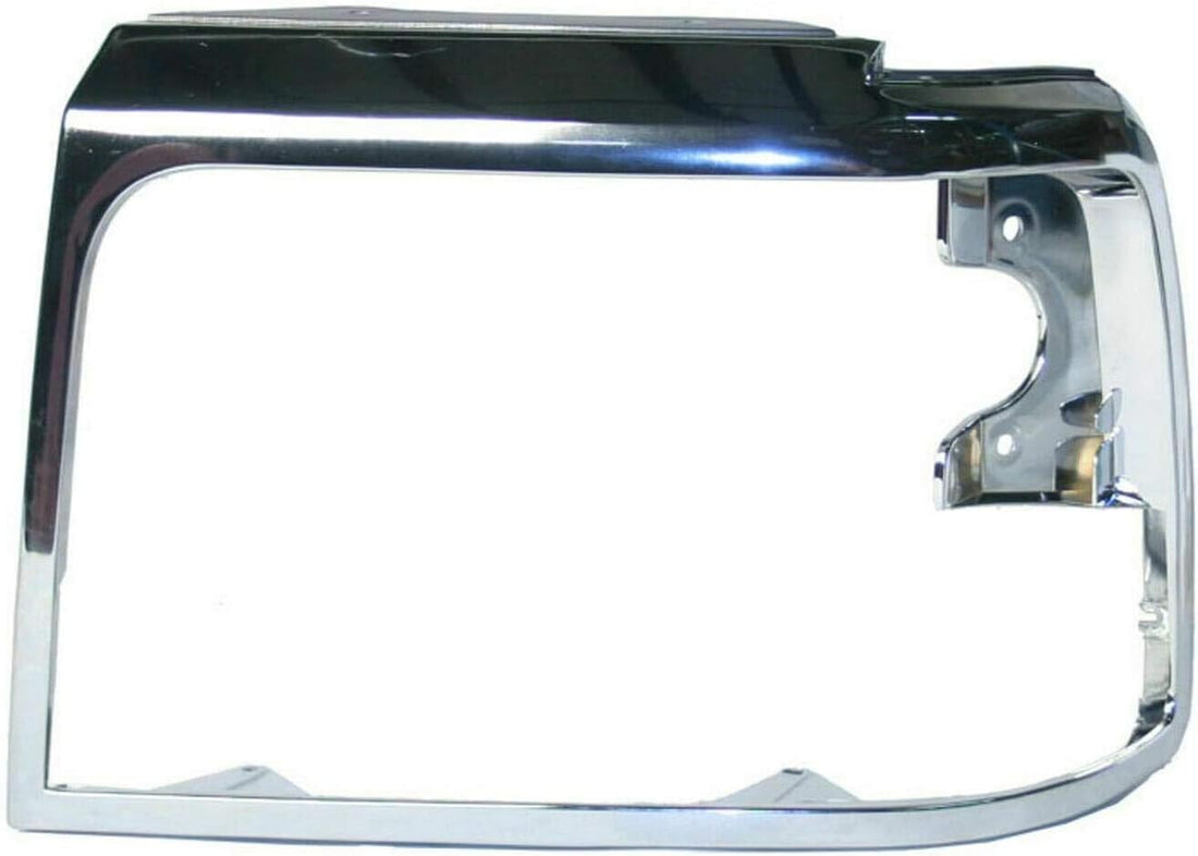 Front Head Light Door Bezel Chrome Steel Left Driver Side Direct Replacement Compatible With 1992-1997 Ford F-Series FO2512130 F2TZ13064D