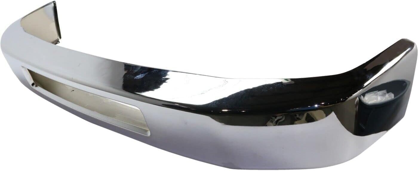 AUTOS PARTS PLUS Front Bumper Chrome Steel + Lower Valance Textured + Mounting Plate Bracket Right Passenger & Left Driver Side Direct Replacement Compatible With 2008-2014 Ford E- Series Super Duty
