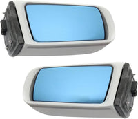 Set Of 2 Front Power Mirror Manual Folding Heated Primed Left Driver & Right Passenger Side Direct Replacement Compatible With 1997-1999 Mercedes Benz E-Class MB1321104 MB1320105