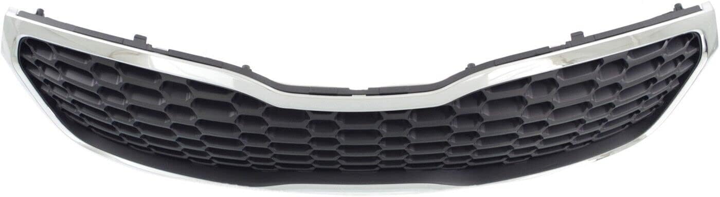 Front Grille Chrome Shell With Gray Insert Direct Replacement Compatible With 2014-2016 Kia Forte / 2014-2016 Kia Forte5 KI1200156 86350A7500