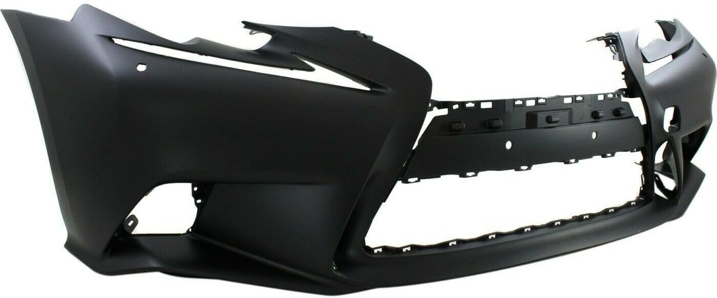 Front Bumper Cover + Upper & Lower Grille Primed + Head Lights Left Driver And Right Passenger Side Direct Replacement Compatible With 2014-2016 Lexus IS250 / IS350