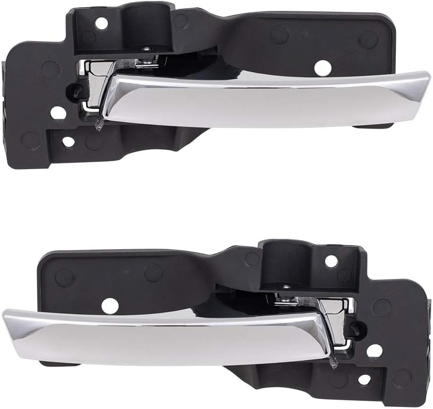 Set of 2 Front Interior Door Handle Chrome Lever with Primed Bezel Left & Right Side Direct Replacement Compatible with 2008-2018 Grand Caravan / 2008-2016 Chrysler Town & Country