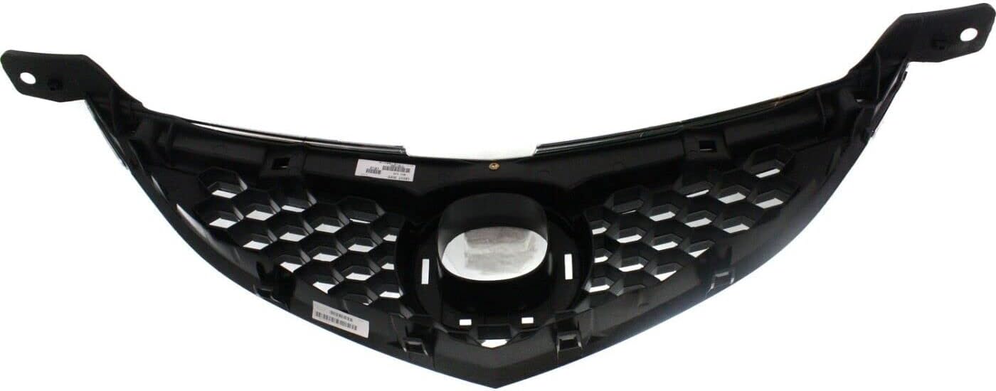 Front Bumper Upper Grille Textured Gray Shell And Insert With Chrome Bar Direct Replacement Compatible With 2007-2009 Mazda 3 MA1200186 BR5H50710C