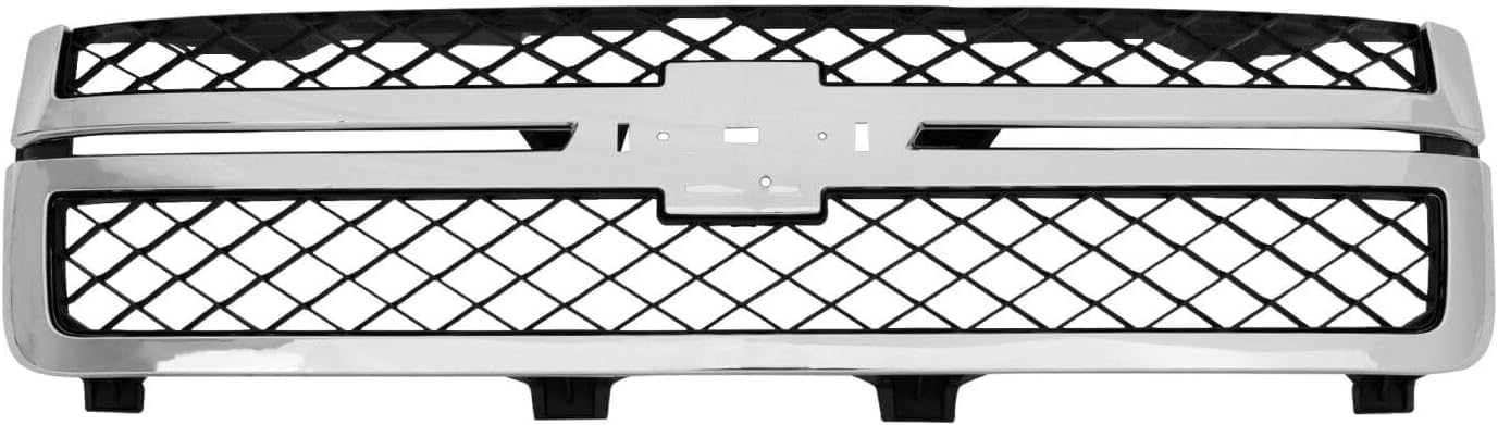 Front Bumper Chrome + Grille + Upper Cover + Lower Valance + Extension + Headlights + Fog Lights Left & Right Side Direct Replacement Compatible With 2011-2014 Silverado 2500HD 3500HD