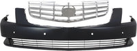 Front Bumper Cover Primed Plastic + Grille Chrome Shell and Insert + Chrome Molding + Fog Light Left & Right Side Direct Replacement Compatible With 2006-2011 Cadillac DTS