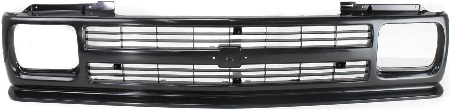 Front Grille Primed Shell And Insert Plastic Direct Replacement Compatible With 1991-1994 Chevrolet S10 Blazer / 1991-1993 S10-Pickup GM1200222 15678982