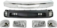 Front Bumper + End Caps Chrome + Lower Valance Textured + Fog Light Assembly Right & Left Side Direct Replacement Compatible With Chevrolet Silverado 2500HD 3500HD 2007-2010 GM1092202