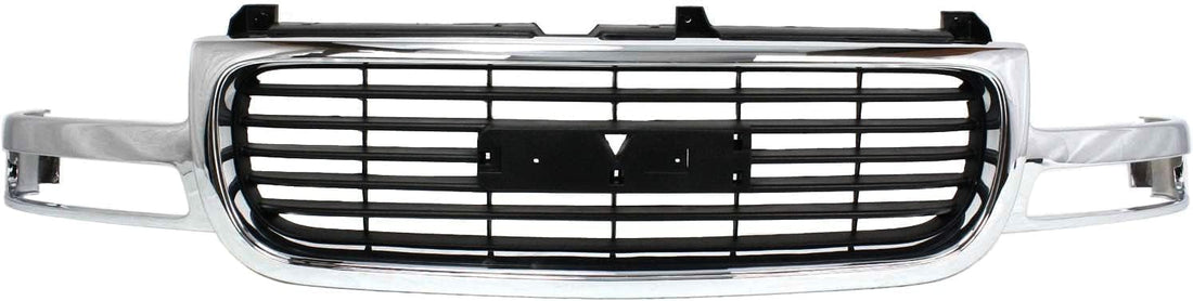 Front Grille Chrome Shell/Painted Black Insert Direct Replacement Compatible With 1999-2002 GMC Sierra 1500 2500/2000-2006 Yukon GM1200430 19130787