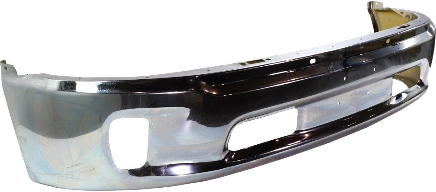 Front Lower Bumper Chrome Steel With Fog Light Holes Direct Replacement Compatible With 2013-2018 Ram 1500 CH1002396 68160853AB