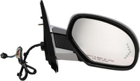 Set of 2 Front Power Mirrors Folding Heated Chrome Body With Primed Cap Left Driver & Right Passenger Side Direct Replacement Compatible With 2007-2014 Cadillac Escalade 25776162