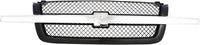 Front Grille With Chrome Center Bar + Headlights + Signal Lights + Brackets Left & Right Side Direct Replacement Compatible With 2003-2006 Chevrolet Silverado 1500 2500 GM1200489