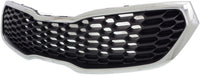 Front Grille Chrome Shell With Gray Insert Direct Replacement Compatible With 2014-2016 Kia Forte / 2014-2016 Kia Forte5 KI1200156 86350A7500