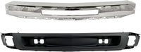 Front Bumper Impact Bar Chrome Steel + Lower Valance Air Deflector Textured with Tow Hook Holes Direct Replacement Compatible With 2007-2013 Chevrolet Silverado 1500 GM1092192
