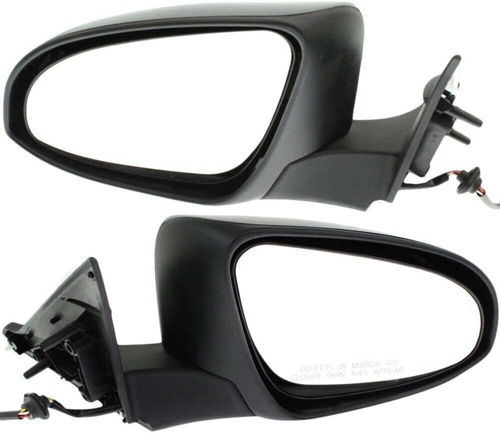 Set Of 2 Front Power Mirror Manual Folding Heated Primed Plastic Right Passenger & Left Driver Side Direct Replacement Compatible With 2016-2017 Toyota Camry TO1320363 TO1321363