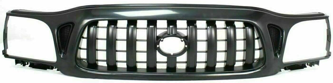 Front Grille Assembly Primed + Headlight Fillers + Corner Lights Left Driver and Right Passenger Side Direct Replacement Compatible With 2001-2004 Toyota Tacoma TO1200246