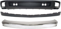 AUTOS PARTS PLUS Front Bumper Chrome Steel + Lower Valance Air Deflector + Extension Textured Direct Replacement Compatible With Chevrolet Silverado 1500 2007-2013 GM1092191 GM1002830 GM1092192