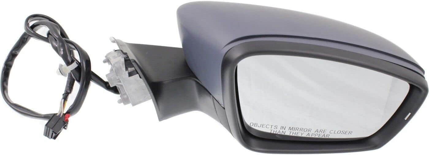 Set Of 2 Front Power Mirror Manual Folding Heated Primed Plastic Left Driver & Right Passenger Side Direct Replacement Compatible With 2012-2015 Volkswagen Passat VW1321145 VW1320145