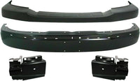 Front Bumper Face Bar Primed Steel + Upper Cover Textured + Brackets Left Driver & Right Passenger Side Direct Replacement Compatible With 2003-2023 Chevrolet Express/GMC Savana Van