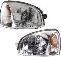 Set Of 2 Front Head Light Assembly Plastic Left Driver & Right Passenger Side Direct Replacement Compatible With 2003-2006 Hyundai Santa Fe HY2502134 HY2503134 9210126251 9210226251